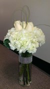 Slim Vase Roses and Hydrangea